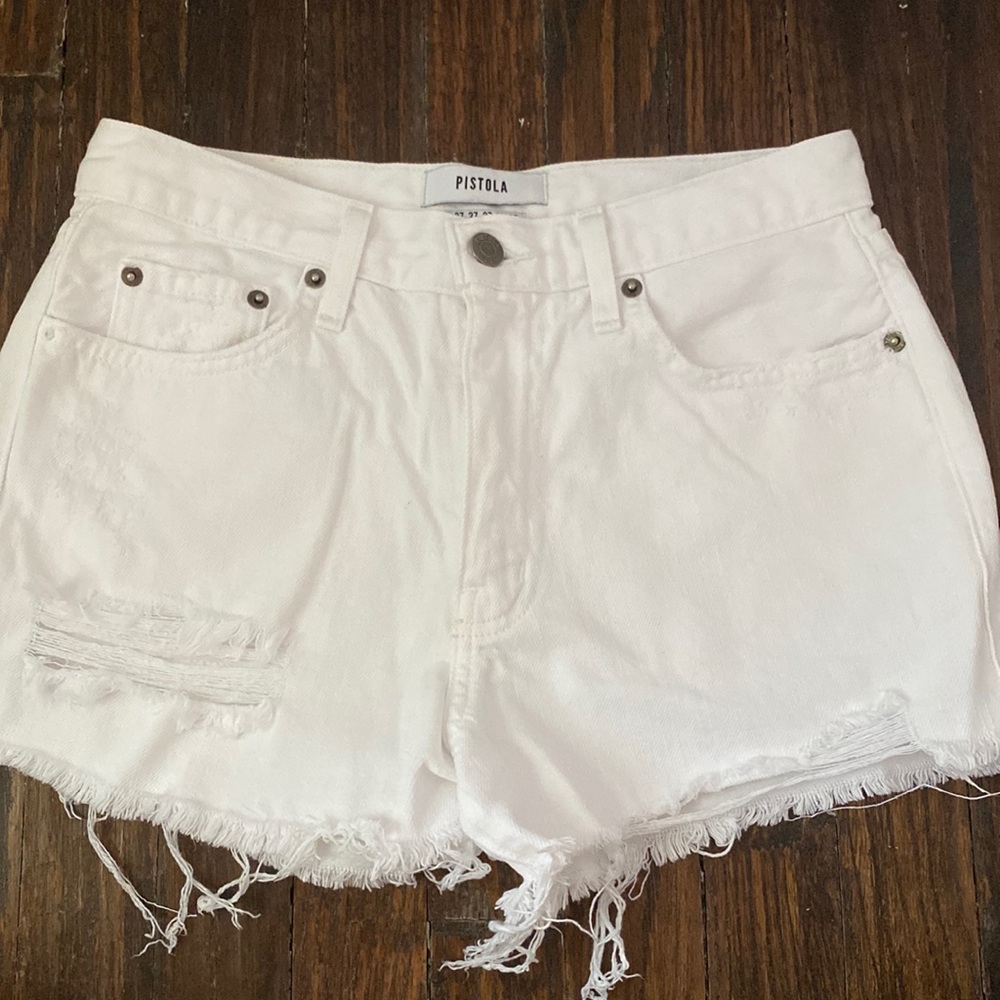 Pistola White Cut Off Jean Shorts